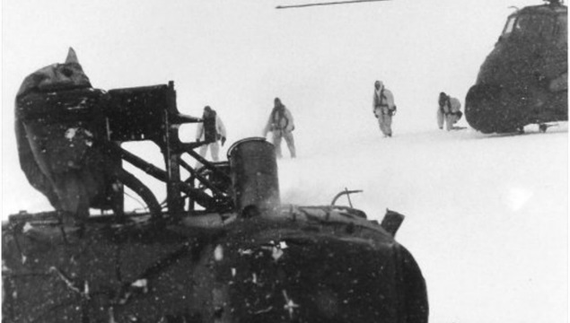 Going to the aid of Wessex crew members after crash in South Georgia