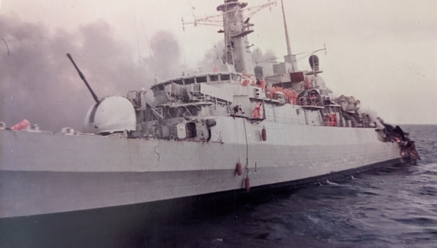 HMS Ardent - hit by bombs in San Carlos HMS Ardent - hit by bombs in San Carlos