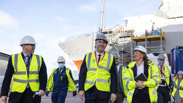 Mark Beverstock showing Cabinet Minister Keith Brown the new HMS Glasgow Mark Beverstock showing Cabinet Minister Keith Brown the new HMS Glasgow