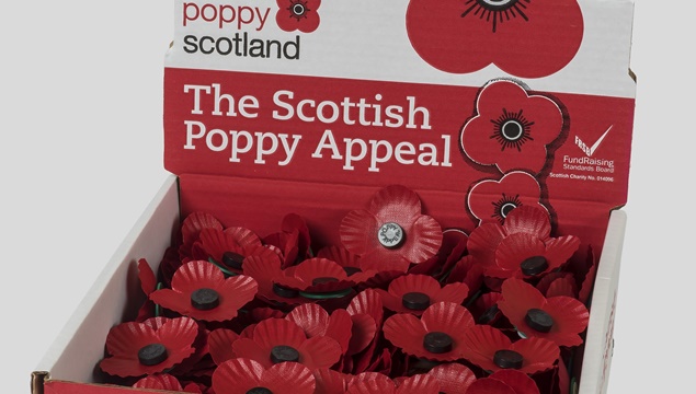 Box of Scottish Poppy Appeal poppies c.2016.