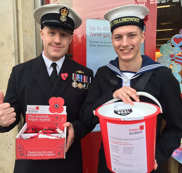 Fundraising-scottish-poppy-appeal-volunteers-2016-Royal-Navy-collectors
