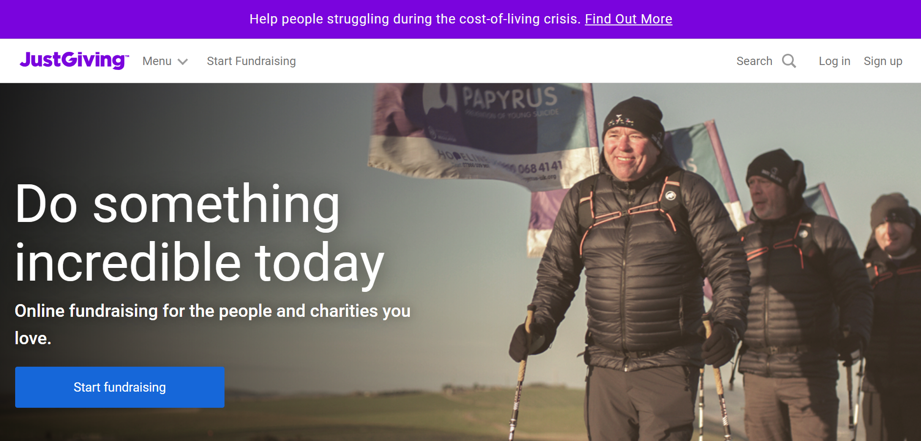 Justgiving Homepage